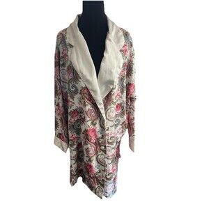 VTG Victoria Secret Robe Woman M Paisley Pink Gold Label Double Breasted Button